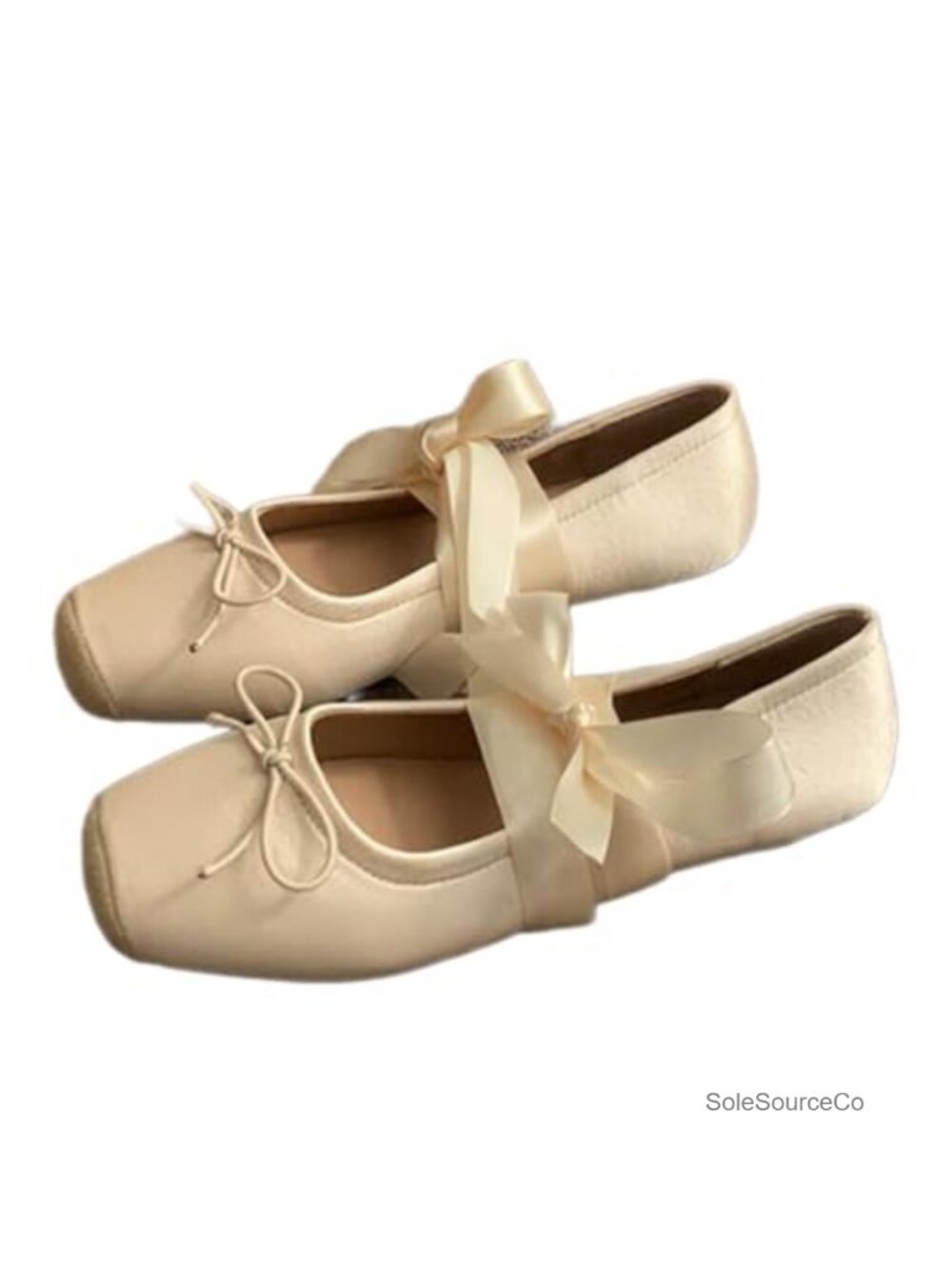 Lace Up Ankle Strap Ballet Flats Floral Square Toe Dressy Women's Shoes